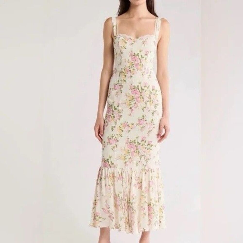 Reformation Women’s Irisa Floral Trumpet Flounce Maxi Dress Posy Sz 12 New $278